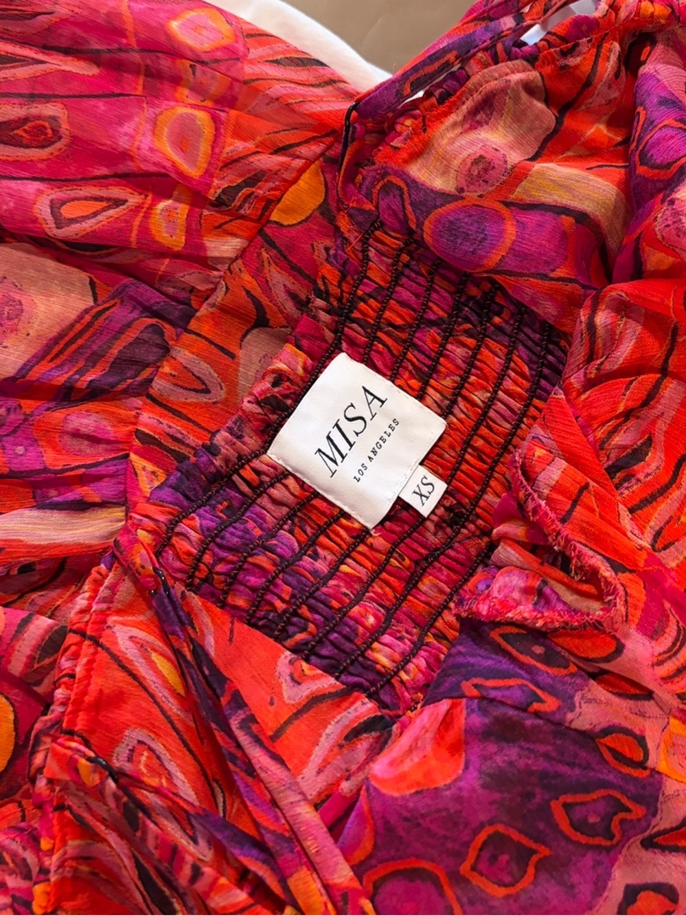 Misa Los Angeles Adrienne Midi Dress Revolve Long Wedding Guest Red Floral XS - Picture 7 of 10